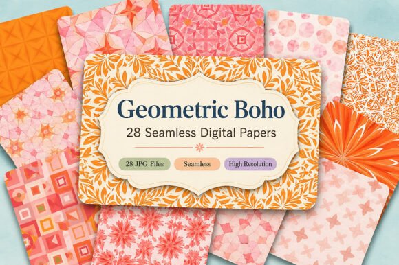 Download Geometric Boho Digital Patterns - Premium Resources