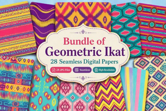 Download Bundle of Geometric Ikat Digital - Premium Bundle